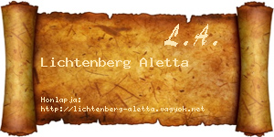 Lichtenberg Aletta névjegykártya